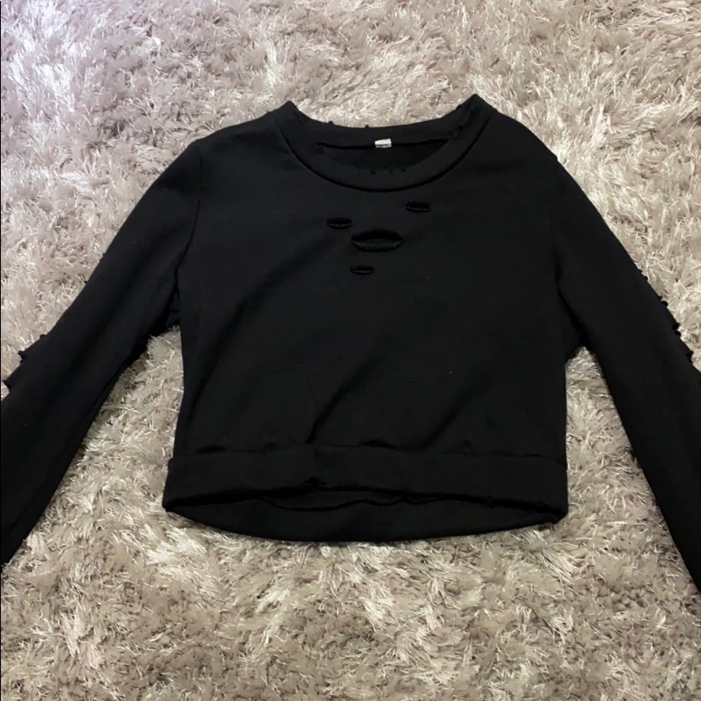 Alo black distressed sweater